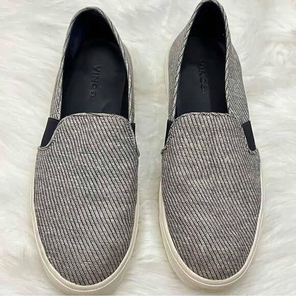 Vince Blair Gray Woven Canvas Slip On Sneaker 7 - Picture 2 of 5